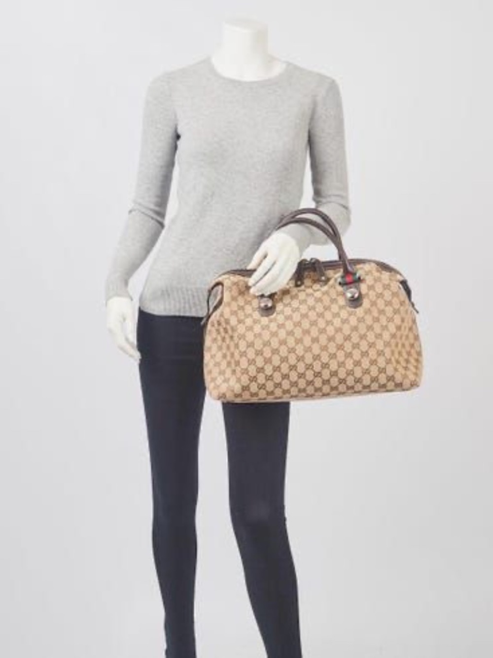 Authentic GUCCI GG Canvas Match Ball Boston Bag Beige/Brown - Picture 14 of 14